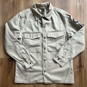 Zara Utility Canvas Button Up Shacket Jacket With Patches Men’s XL